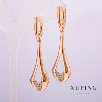 Earrings Xuping 18K Gold Plating with White Crystals 55x18x14 mm +