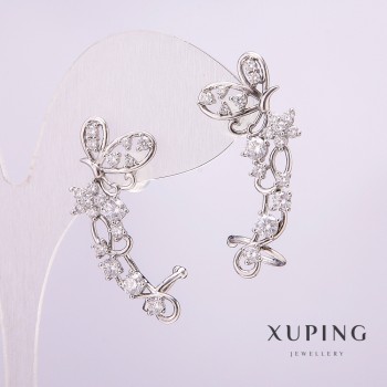 Xuping Rhodium Ear Cuff with White Stones 33x12mm +