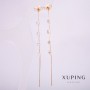 Earrings Xuping 18k Gold Plating with White Stones, diameter 5 mm, length 109 mm +