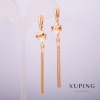 Xuping Earrings, 18K Gold Plating with White Stones, Length 80 mm+