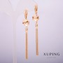 Xuping Earrings, 18K Gold Plating with White Stones, Length 80 mm+