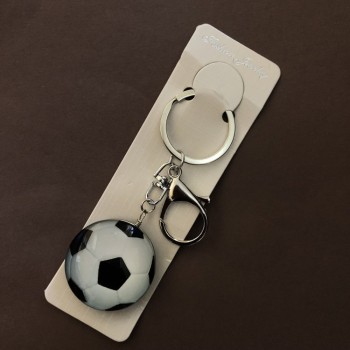 Sport Keychain 3D Football Ball White, Silver Metal, Length 10 cm
