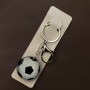 Sport Keychain 3D Football Ball White, Silver Metal, Length 10 cm