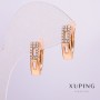 Xuping Earrings 18k Gold Plating with White Crystals 16x5mm +