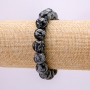 Bracelet with Snowflake Obsidian 'Apache Tears' — smooth beads, diameter 12(±)mm, length 18cm