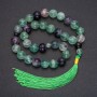Prayer beads made from natural fluorite, 33 beads, smooth spheres, diameter 12 mm ±, fluorite inlay