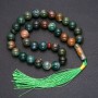 Beads Made of Natural Green Jasper, 33 Beads, Smooth Round Balls, Diameter 12 mm ± Green Jasper Inlay
