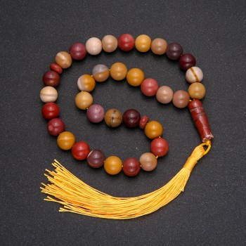 Mookaite Jasper Rosary Beads, 33 Beads, Smooth Round Beads, 10 mm Diameter ± Inlay with Mookaite Jasper