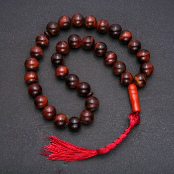 Bull's Eye natural stone prayer beads, 33 Beads, smooth bead, diameter 12mm+