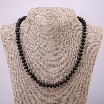 Shungite Bead Necklace (name) smooth rondel, diameter 8x5 mm, length 45 mm ±