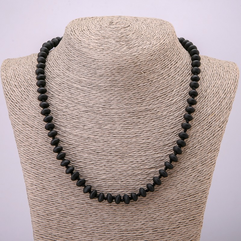 Shungite Bead Necklace (name) smooth rondel, diameter 8x5 mm, length 45 mm ±