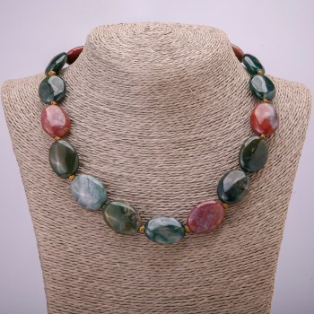 Necklace of Variegated Jasper, Oval 25×18 mm, Length 45 cm +