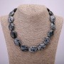 Necklace of Snow Obsidian 'Apache Tears', oval 25x18mm, length 45 cm +