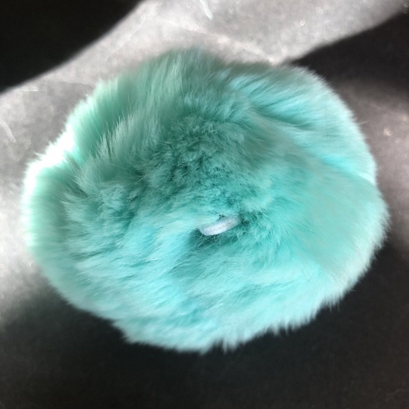 Discount! Turquoise fur pom-pom keychain on elastic