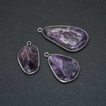 Amethyst pendant in a silver bezel, diameter 42x20 mm+