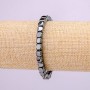 Elastic hematite cube bead bracelet, 4x4 mm cubes, 18 cm long