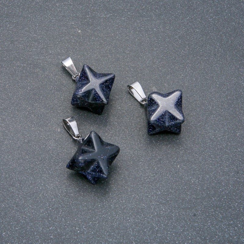 Merkaba Pendant Aventurine Blue Sand 10x10 mm