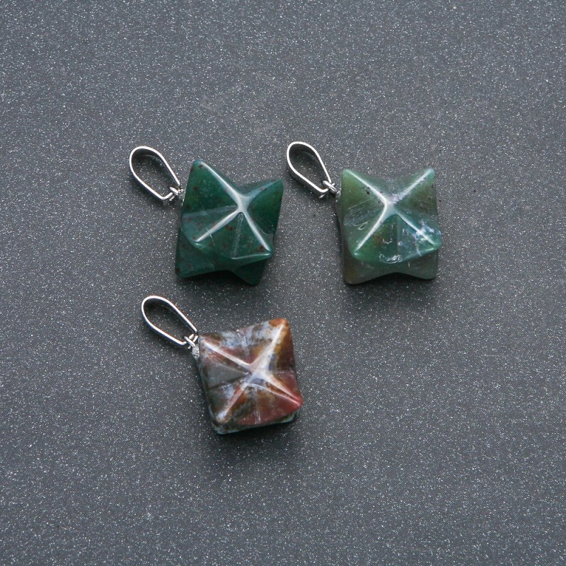 Merkaba Moss Agate Pendant 10x10 mm