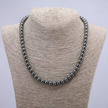 Hematite Necklace with Smooth Beads, 8 mm Diameter, 45 cm Length