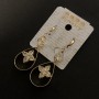 Earrings with White Crystals, Gold-tone Metal 55×17 mm +