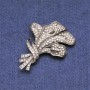 Discount! Flower Brooch with Crystals in Silvery Metal 46x64mm