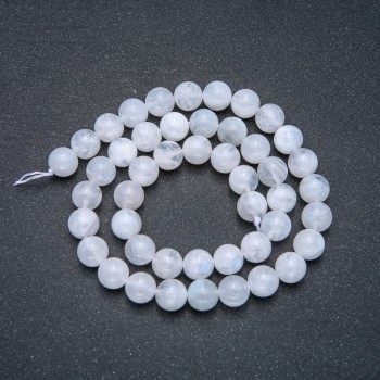Moonstone beads on thread, natural adularia, smooth round beads, 8 mm diameter, 39 cm length