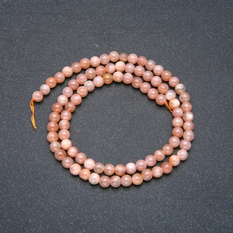 Selenite Beads on Thread, Natural Stone, Smooth Round Beads, 4mm Diameter ±, 39 cm Length