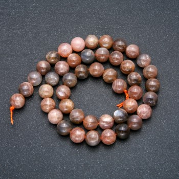 Beads on a thread, natural stone Selenite, smooth round beads, diameter 8.5 mm, length 39 cm