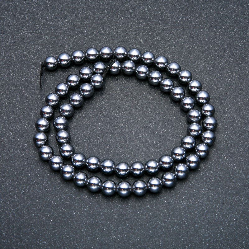 Terahertz Beads on Thread, Smooth Ball, 8 mm Diameter +/-, Length 39 cm