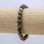 Elastic bracelet with natural green jasper beads, smooth round beads, 8 mm diameter, 18 cm circumference