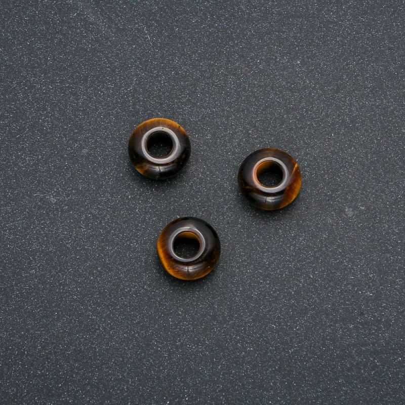 Pandora Bead with Natural Tiger's Eye Stone 14x7mm, hole diameter 5.5 mm +