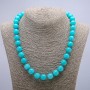 Aquamarine natural stone necklace with a smooth bead, 12 mm diameter, 48 cm length +