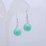 Earrings with natural jadeite stone, 12mm diameter, 35mm length +