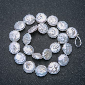 Baroque Pearl Thread, 16mm diameter, 42 cm length +/- with petrol iridescence