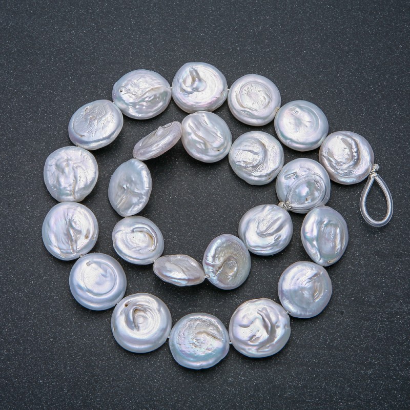 Baroque Pearl Thread, 16mm diameter, 42 cm length +/- with petrol iridescence