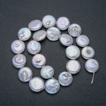 Baroque Pearl Thread, 17 mm diameter, 39 cm length +/- with petrol iridescence