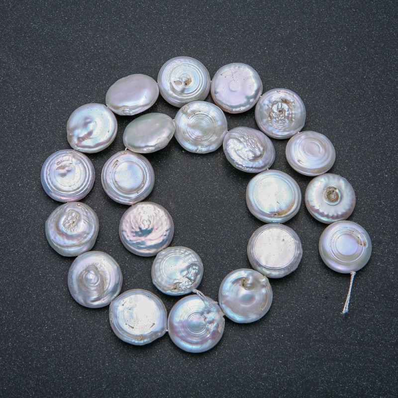 Baroque Pearl Thread, 17 mm diameter, 39 cm length +/- with petrol iridescence