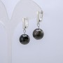 Silvery Obsidian Earrings, 12mm diameter, 30mm length +