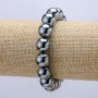 Elastic bracelet made from natural Terahertz stone, diameter 12 mm, length 18 cm +