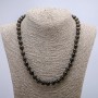 Natural Smoky Topaz Necklace with Smooth Beads, 8 mm Diameter, 46 cm Length +