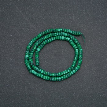Bead strand of malachite natural stone (pressed) faceted rondelle, diameter 4x2.5 mm, length 39 cm +