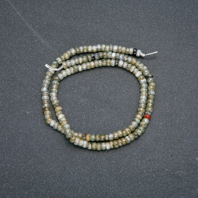 Bead Strand of Natural Labradorite, Faceted Rondelles, Diameter 4x2.5 mm, Length 39 cm +