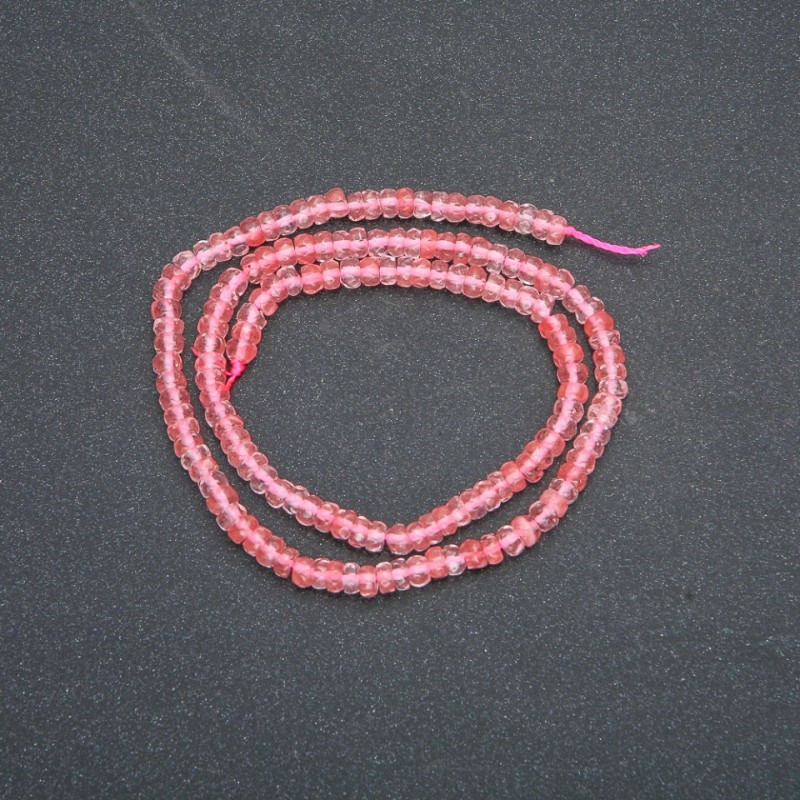 Natural stone bead strand - faceted chalcedony rondel, 4x2.5 mm diameter, length 39 cm +