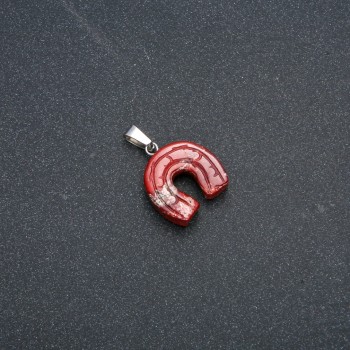 Pendant Horseshoe, red jasper stone 30×20 mm +