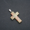 Pendant "Cross" from heliotrope unakite 50x28mm +