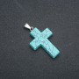 Cross Pendant, Turquoise Stone (Imitation) 50x28 mm +