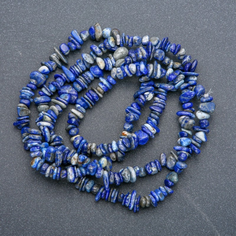 Lapis lazuli chip beads on a thread, natural stone, diameter 7x4 mm, length 84 cm +