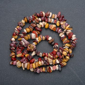 Beads on a thread of natural stone, Mookaite Jasper chip, diameter 9x6 mm, length 84 cm +