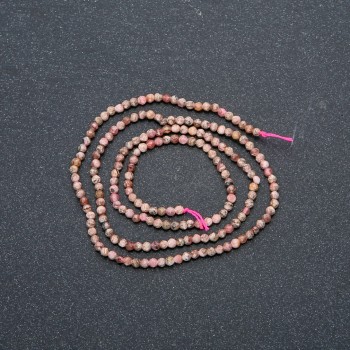 Rhodochrosite natural stone thread, faceted bead, 2 mm diameter, 40 cm length