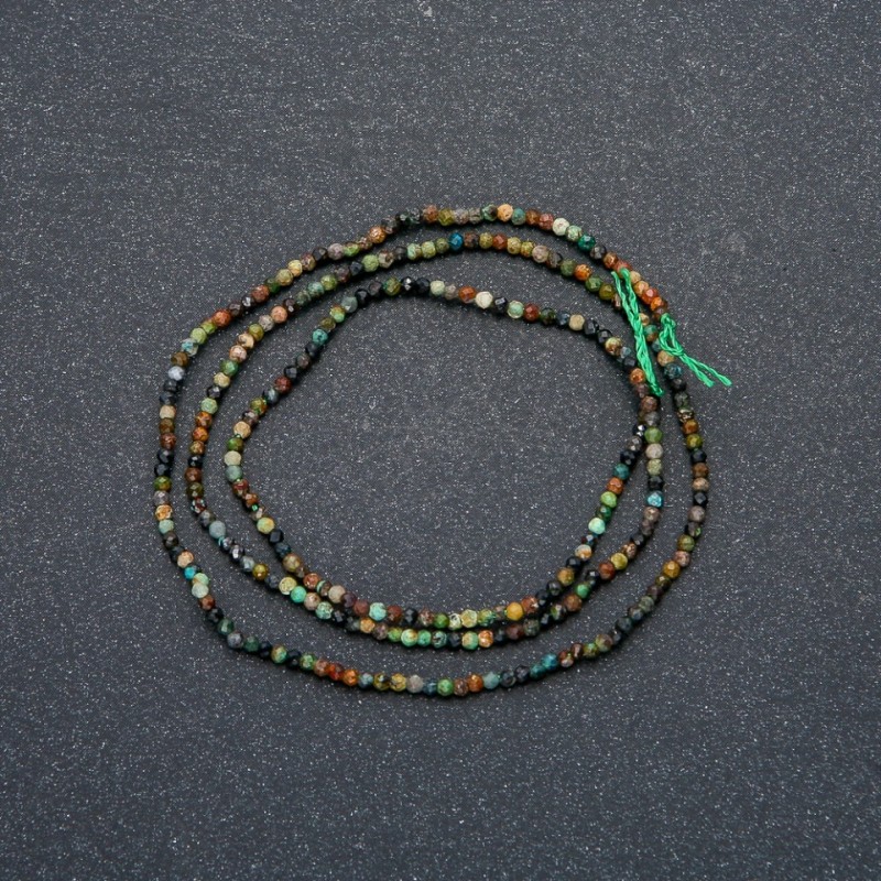 Thread of natural stone: Green Jasper, faceted beads, 1.5 mm diameter, 40 cm length +